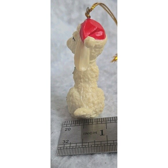 Vintage Christmas Tree Ornament Lamb Goat Sheep Santa Hat Holly Farm Animal 2.5" - Picture 11 of 12